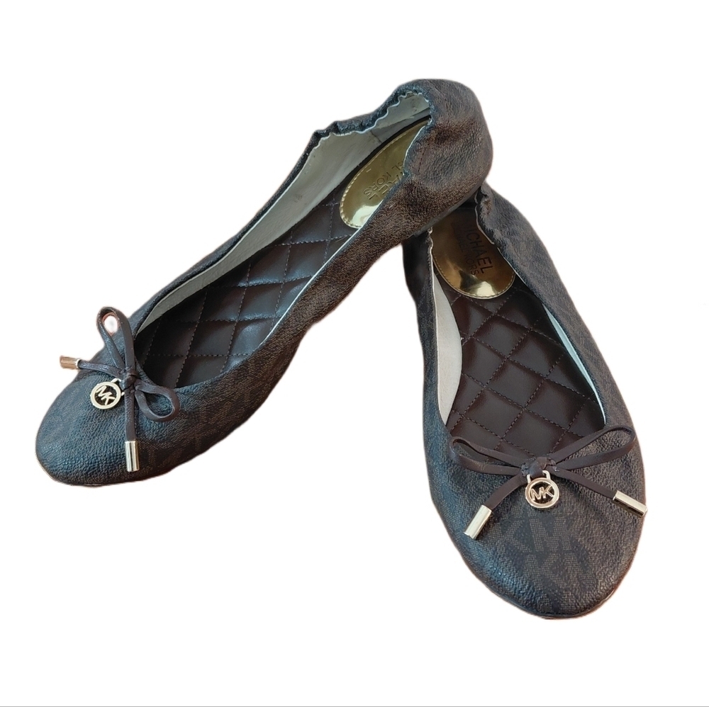 Michael Kors Fulton Brown Monogrammed Ballet Flats Size 7.5